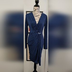 MICHAEL Michael Kors Blue & Black Midi Dress Sz XS